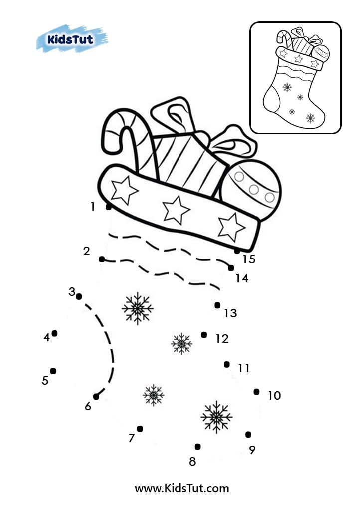 Easy Dot-to-dot Christmas worksheets for kids