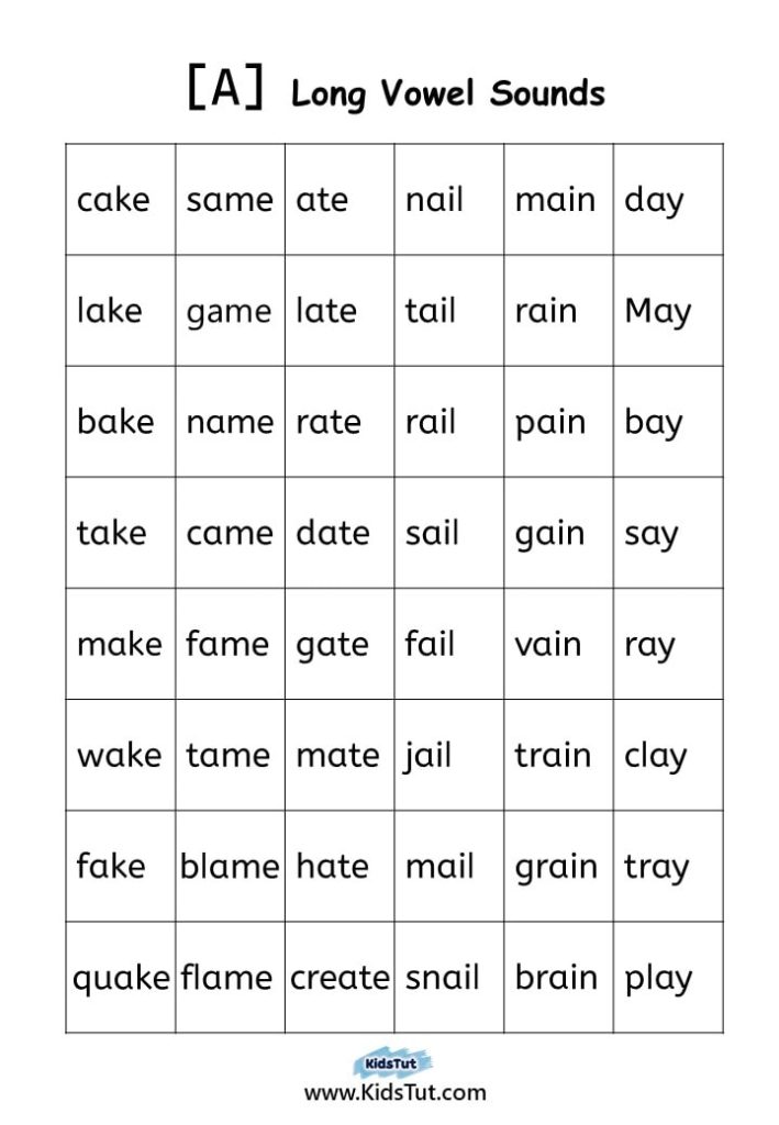 Long Vowel Sounds Words