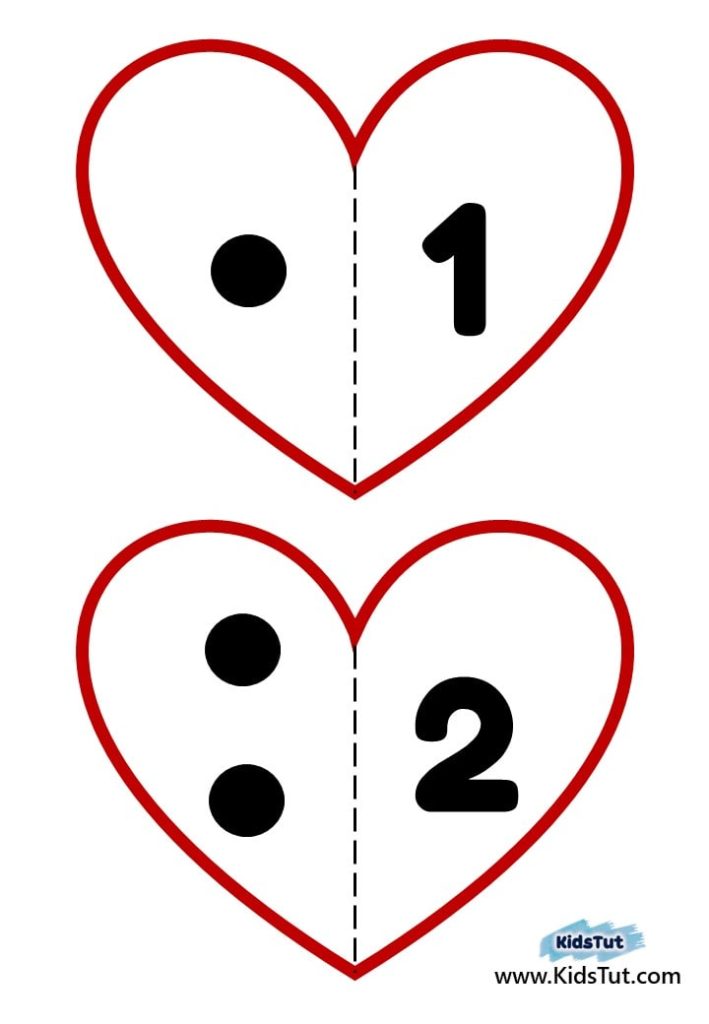 Easy Valentine’s Day Number Matching Hearts