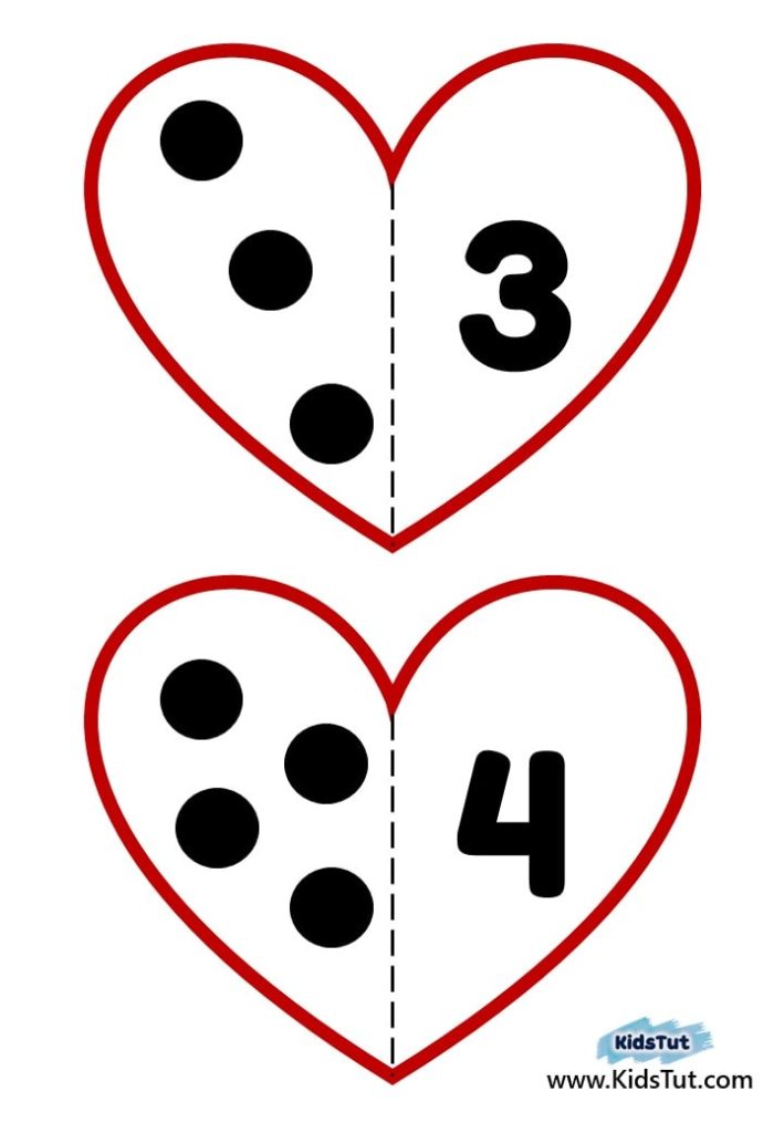 Easy Valentine’s Day Number Matching Hearts