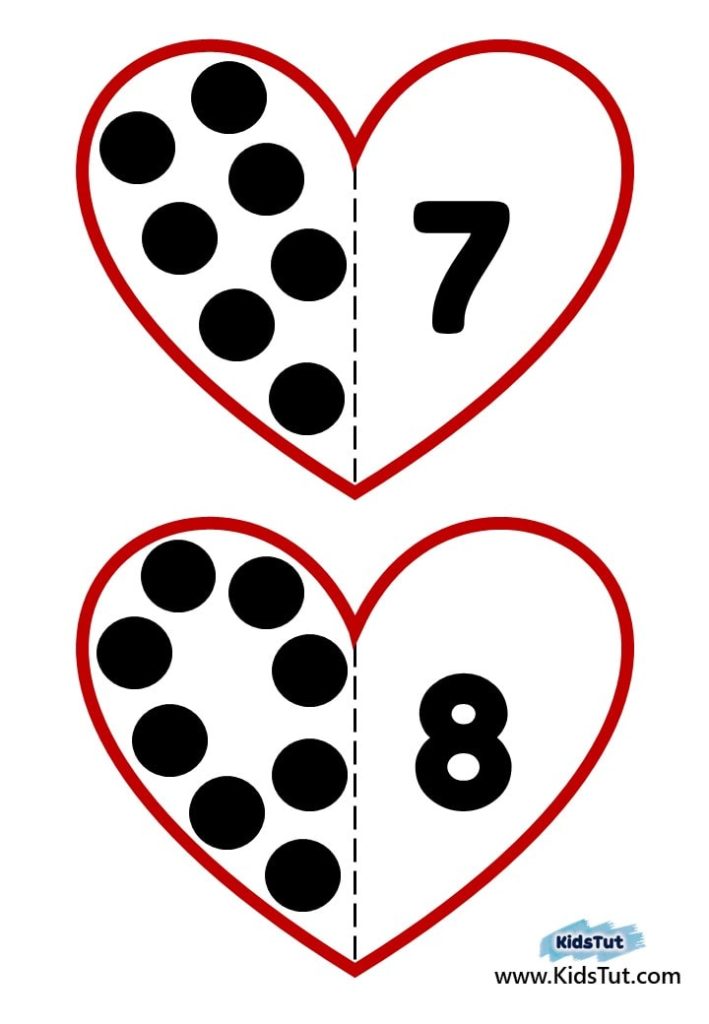 Easy Valentine’s Day Number Matching Hearts