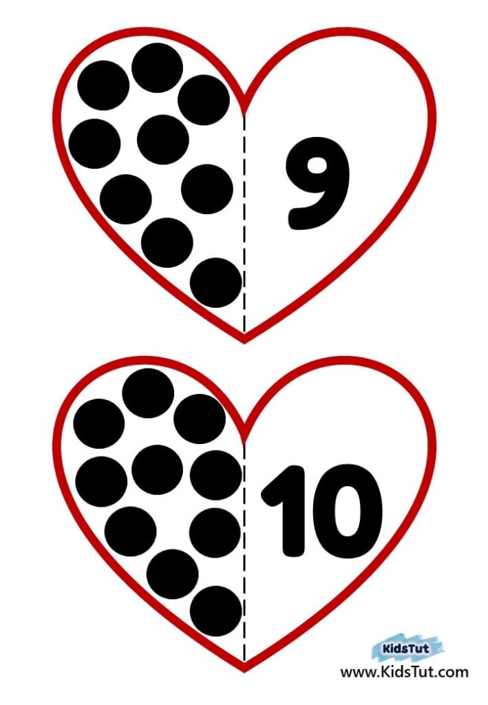 Easy Valentine’s Day Number Matching Hearts