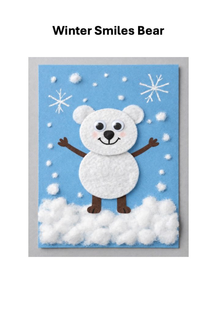 Winter Animal Craft for Kids with Cotton Pads 