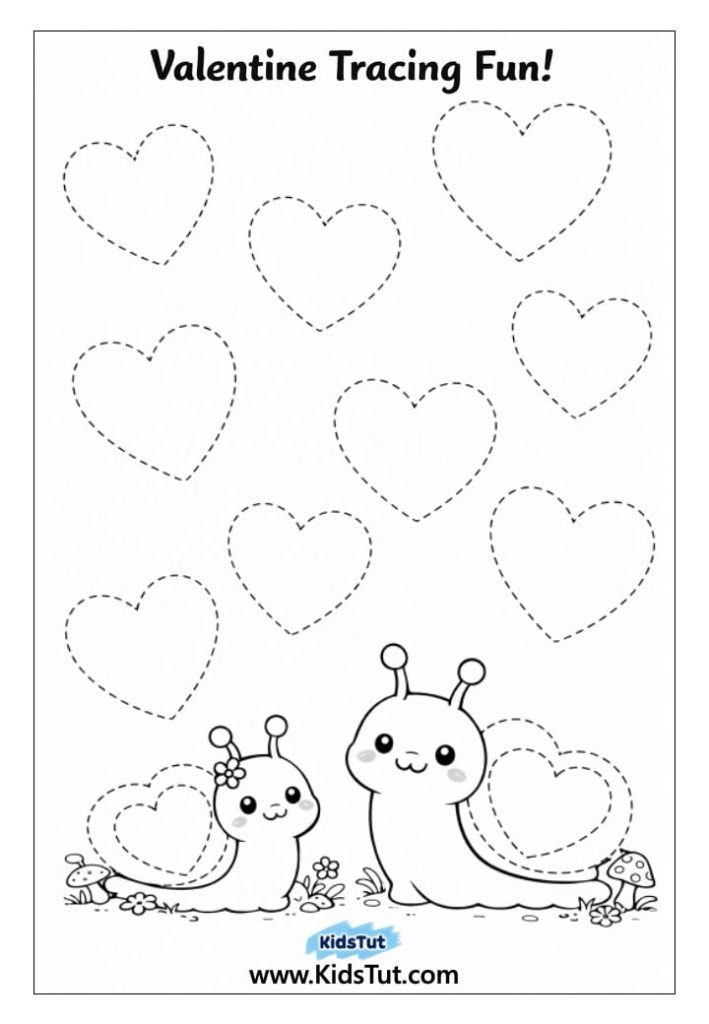 Valentine Tracing Worksheets for Kids to Print
