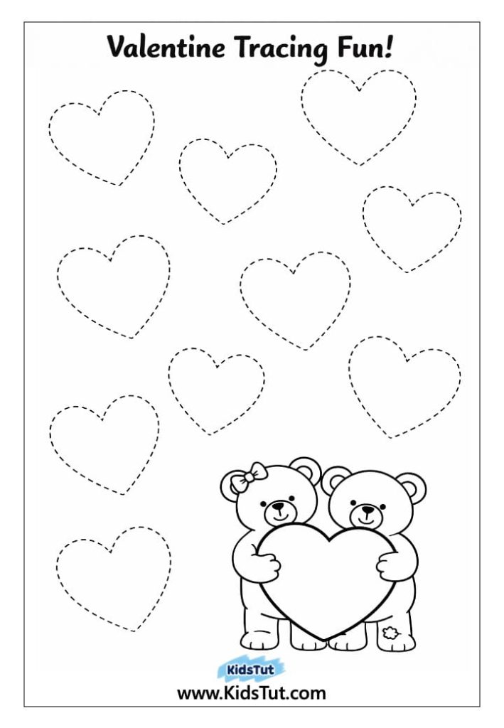 Valentine Tracing Worksheets for Kids to Print
